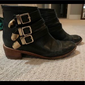 Loeffler Randall black buckle booties